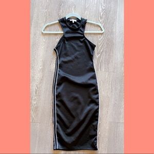 Striped side spandex black dress